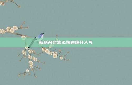 新店开张怎么快速提升人气