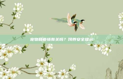 宠物和疫情有关吗？饲养安全提示