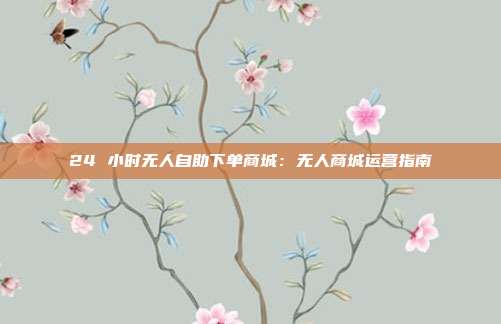 24 小时无人自助下单商城:无人商城运营指南