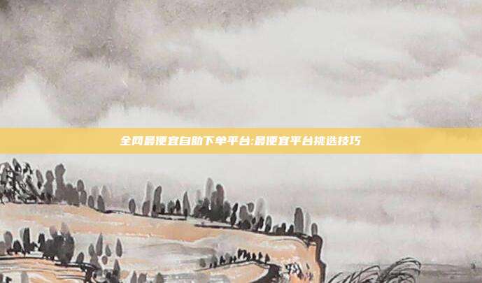 全网最便宜自助下单平台:最便宜平台挑选技巧