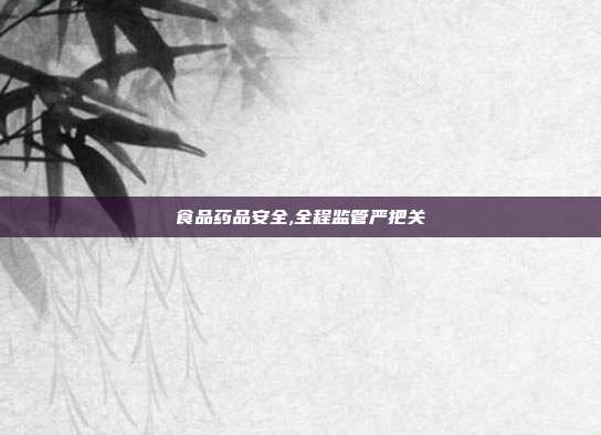 食品药品安全,全程监管严把关