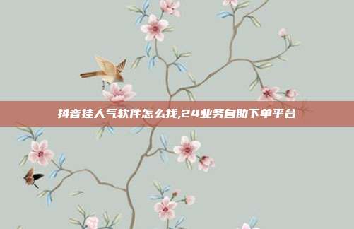 抖音挂人气软件怎么找,24业务自助下单平台