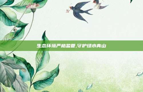 生态环境严格监管,守护绿水青山