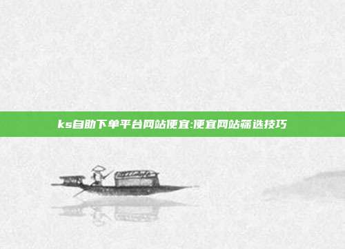 ks自助下单平台网站便宜:便宜网站筛选技巧