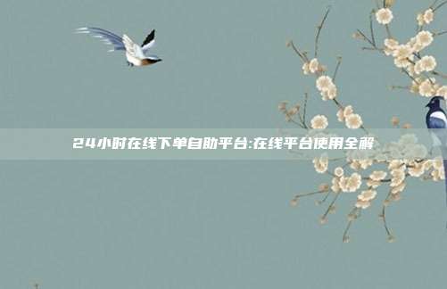 24小时在线下单自助平台:在线平台使用全解