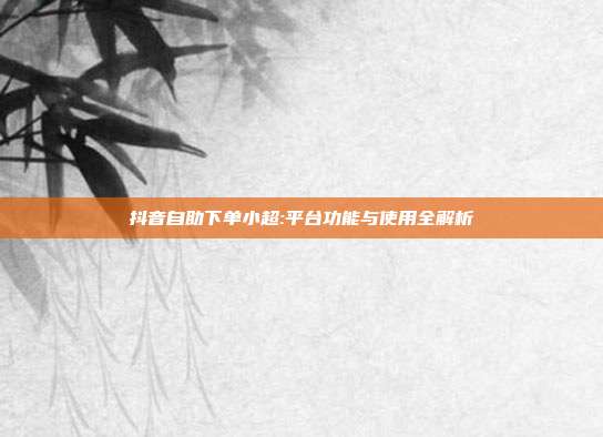 抖音自助下单小超:平台功能与使用全解析