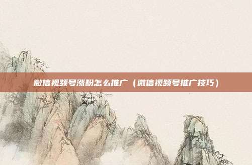 微信视频号涨粉怎么推广(微信视频号推广技巧)