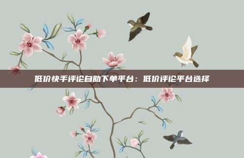 低价快手评论自助下单平台:低价评论平台选择
