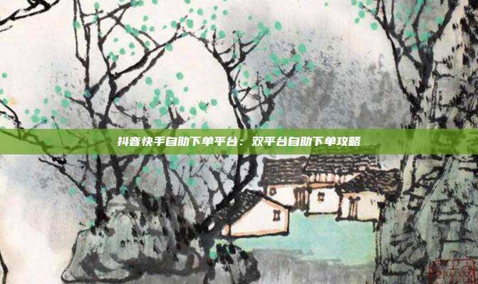 抖音快手自助下单平台：双平台自助下单攻略