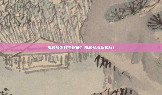 视频号怎样涨粉快?视频号涨粉技巧!