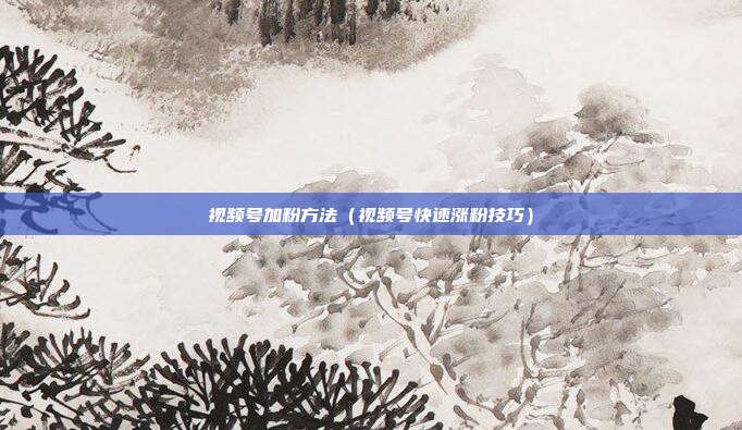 视频号加粉方法(视频号快速涨粉技巧)