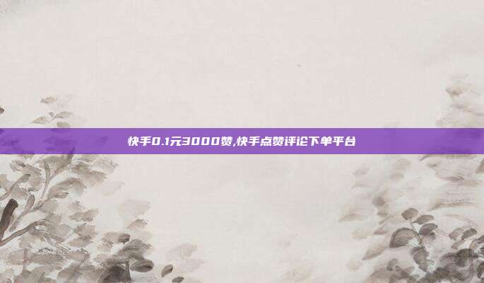 快手0.1元3000赞,快手点赞评论下单平台