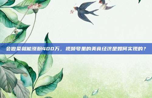 会做菜就能涨粉400万，视频号里的美食经济是如何实现的？