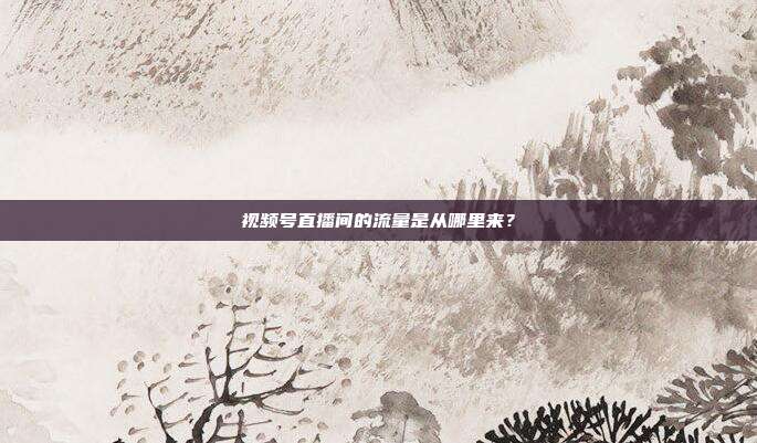 视频号直播间的流量是从哪里来?