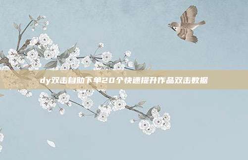dy双击自助下单20个快速提升作品双击数据