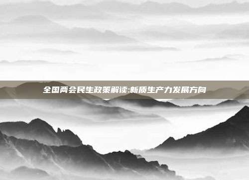 全国两会民生政策解读:新质生产力发展方向