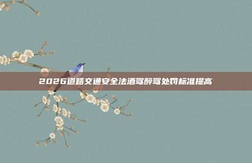 2026道路交通安全法酒驾醉驾处罚标准提高