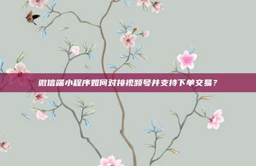 微信端小程序如何对接视频号并支持下单交易?