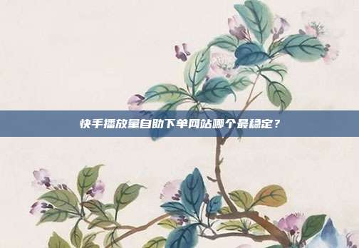 快手播放量自助下单网站哪个最稳定?