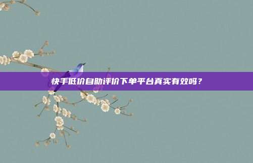 快手低价自助评价下单平台真实有效吗？