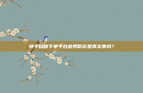 快手自助下单平台业务低价是真实惠吗？