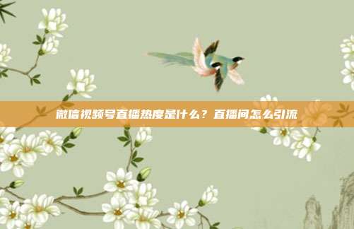 微信视频号直播热度是什么?直播间怎么引流