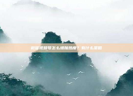 微信视频号怎么增加热度?有什么策略