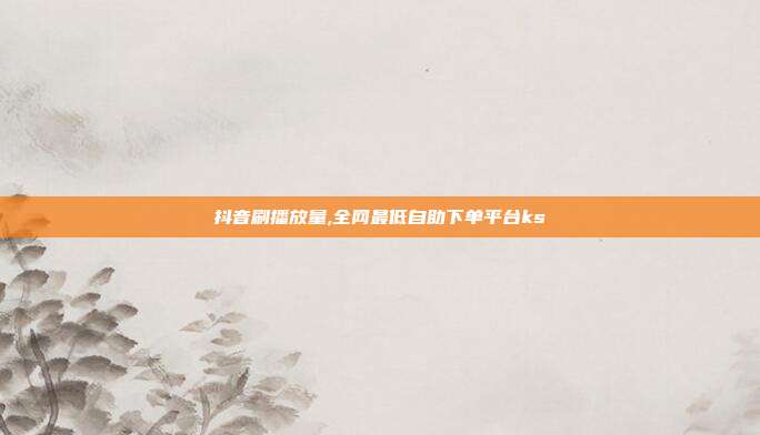 抖音刷播放量,全网最低自助下单平台ks