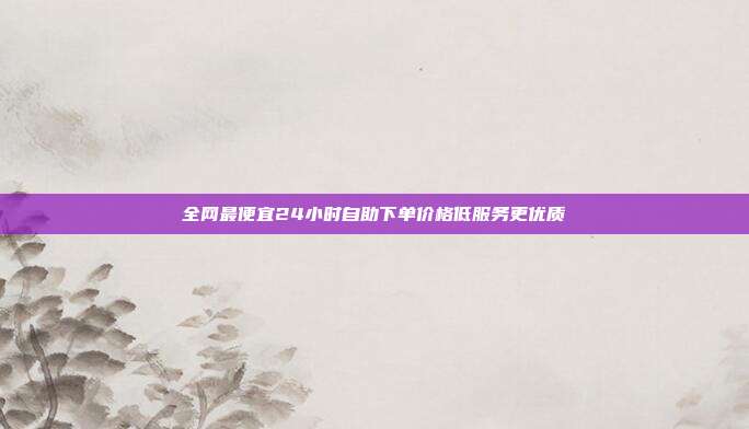 全网最便宜24小时自助下单价格低服务更优质