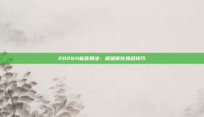 2026H标签用法：层级优化排名技巧