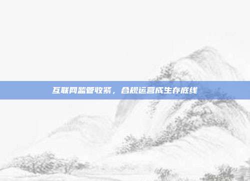 互联网监管收紧,合规运营成生存底线