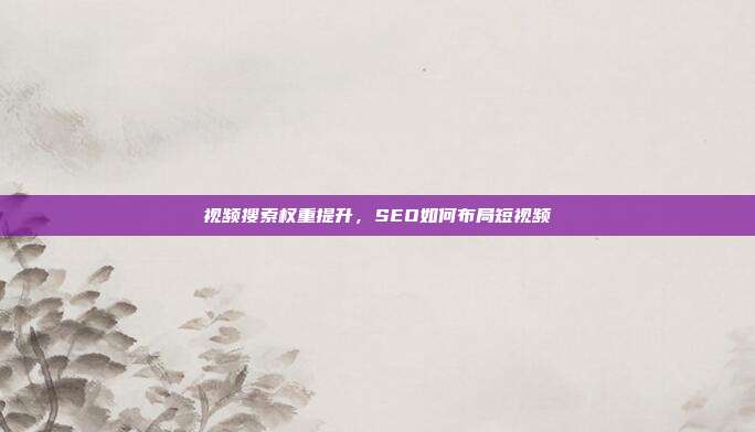 视频搜索权重提升，SEO如何布局短视频