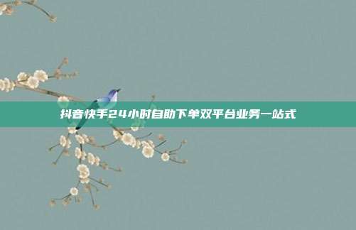 抖音快手24小时自助下单双平台业务一站式