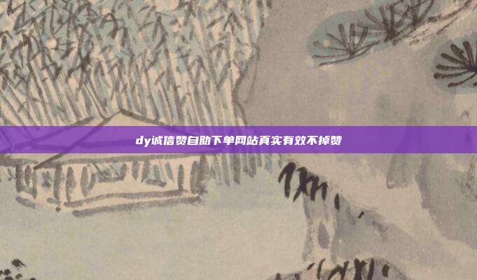 dy诚信赞自助下单网站真实有效不掉赞