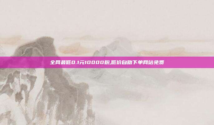 全网最低0.1元10000粉,低价自助下单网站免费