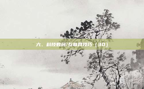 六、科技数码/互联网技巧(30)