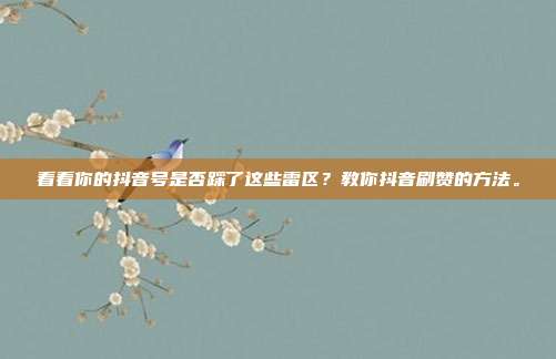 看看你的抖音号是否踩了这些雷区？教你抖音刷赞的方法。