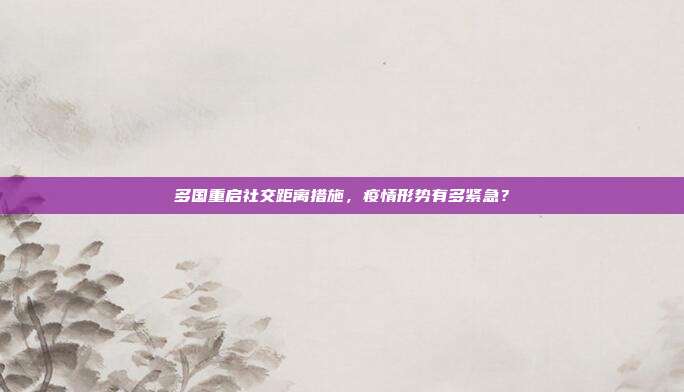 多国重启社交距离措施，疫情形势有多紧急？