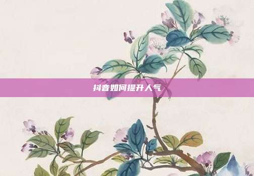 抖音如何提升人气