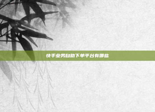 快手业务自助下单平台有哪些