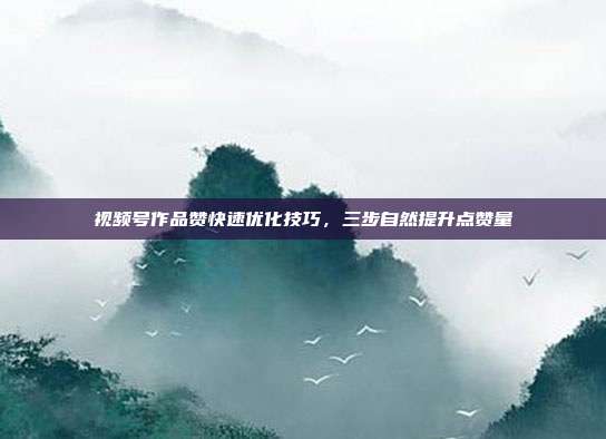 视频号作品赞快速优化技巧,三步自然提升点赞量