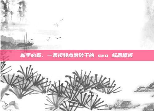 新手必看:一条视频点赞破千的 seo 标题模板