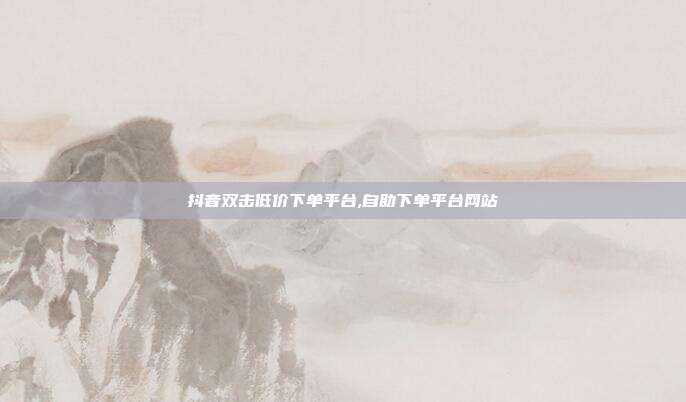 抖音双击低价下单平台,自助下单平台网站