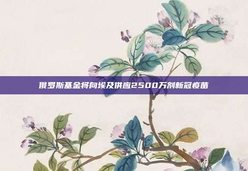 俄罗斯基金将向埃及供应2500万剂新冠疫苗
