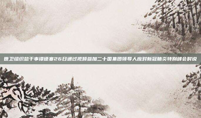 世卫组织总干事谭德塞26日通过视频参加二十国集团领导人应对新冠肺炎特别峰会时说