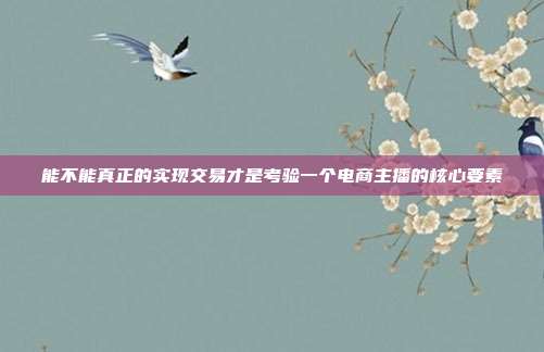 能不能真正的实现交易才是考验一个电商主播的核心要素
