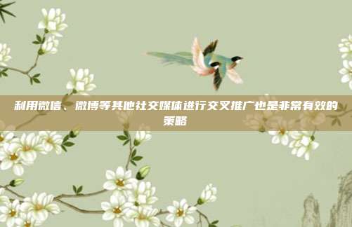 利用微信、微博等其他社交媒体进行交叉推广也是非常有效的策略