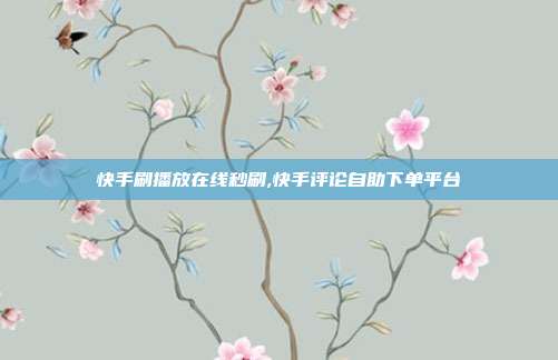 快手刷播放在线秒刷,快手评论自助下单平台