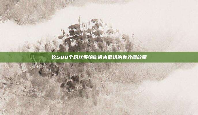 这500个粉丝将给你带来最初的有效播放量