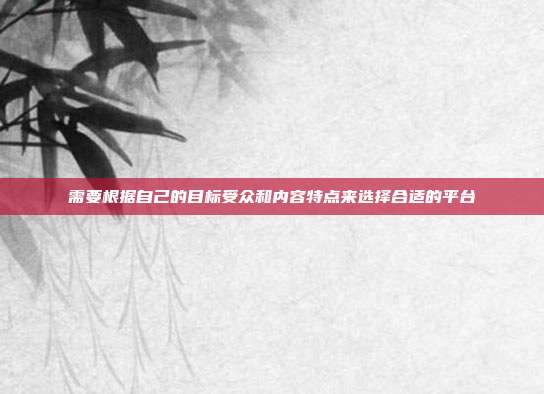 需要根据自己的目标受众和内容特点来选择合适的平台